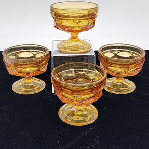 Anchor Hocking Fairfield Sherbet Amber Glass & Bowl  Fruit VTG 5 Pcs